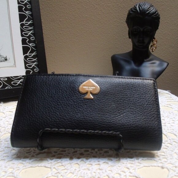 Kate Spade Black Pebbled Leather Bi-Fold Wallet - Picture 1 of 7